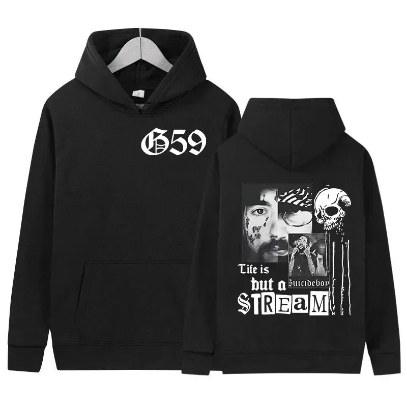 G59 Life Is But a Stream Hoodie G59 Life Is But a Stream Hoodie black graphic front and back design